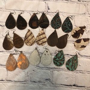 Set of 10 Cowhide /Leather Earrings
